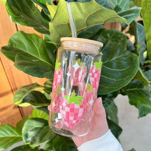 Glitter Paper Scissors - Disco strawberry glass cup