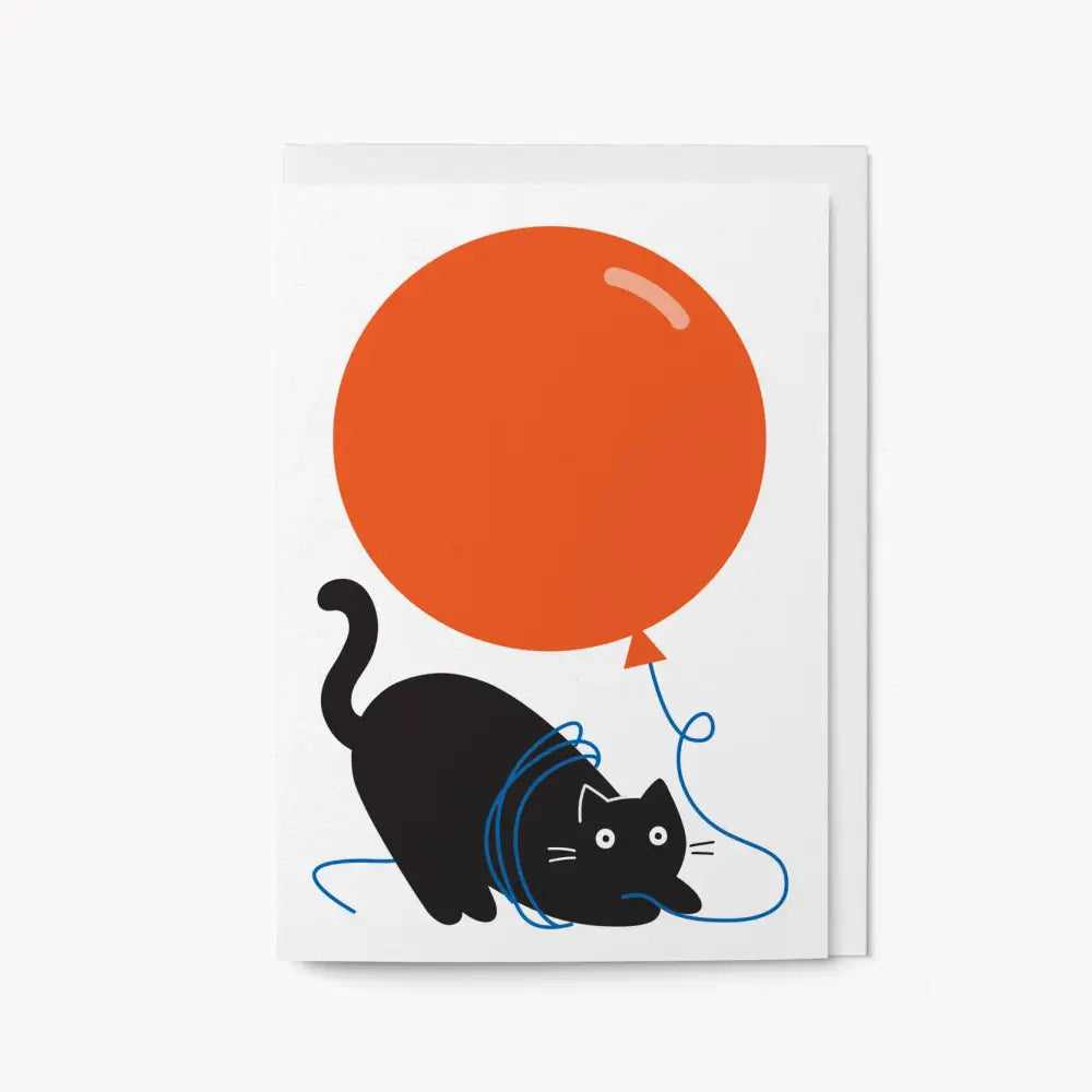 Graphic Factory - Cat and Balloon Celebration Card Standard cello