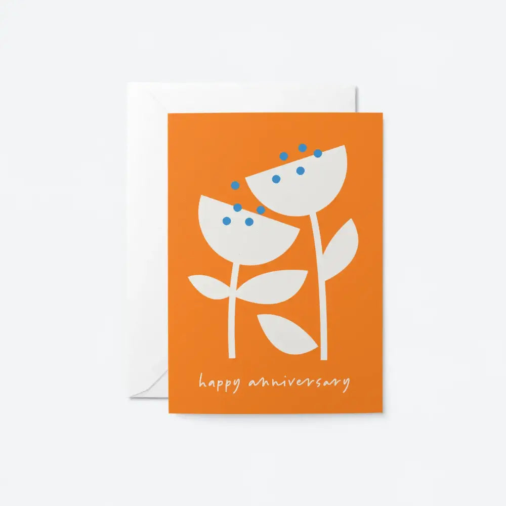 Happy Anniversary Orange Flowers Card - PABOOM