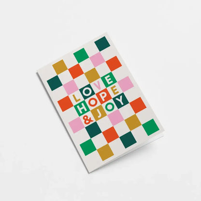 Love, Hope & Joy Checkered Card - PABOOM