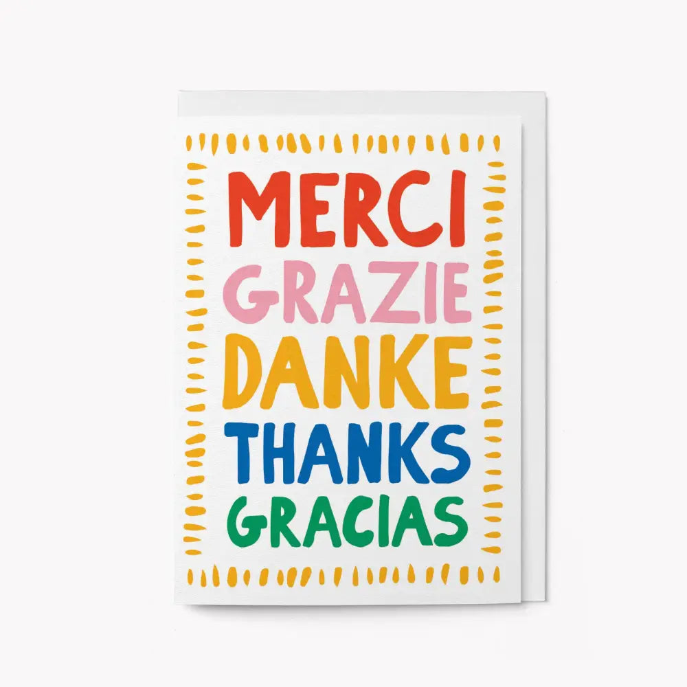 Graphic Factory - Merci Grazie Danke Thanks - Greeting Card Standard cello