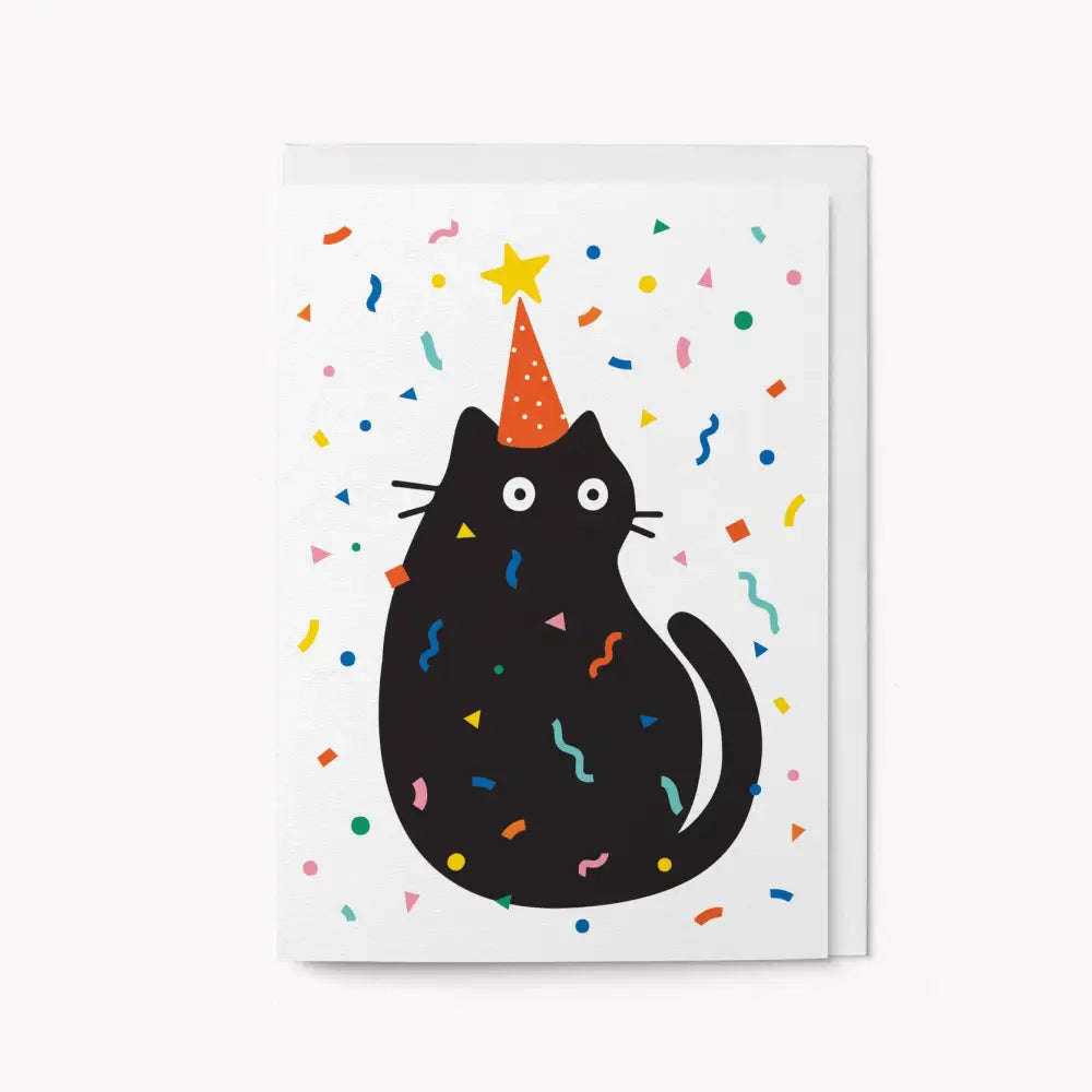Graphic Factory - Party Cat Confetti Greeting Card Standard cello