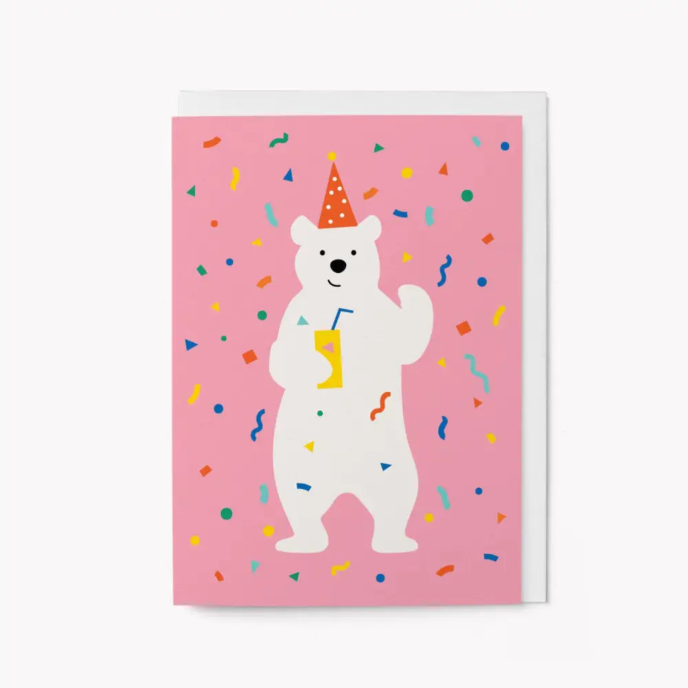 Graphic Factory - Polar Bear Party Time - animals - Greeting Card Standard cello
