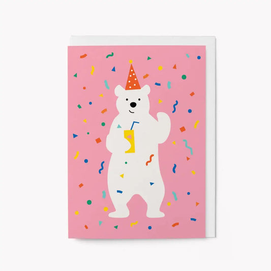 Graphic Factory - Polar Bear Party Time - animals - Greeting Card Standard cello