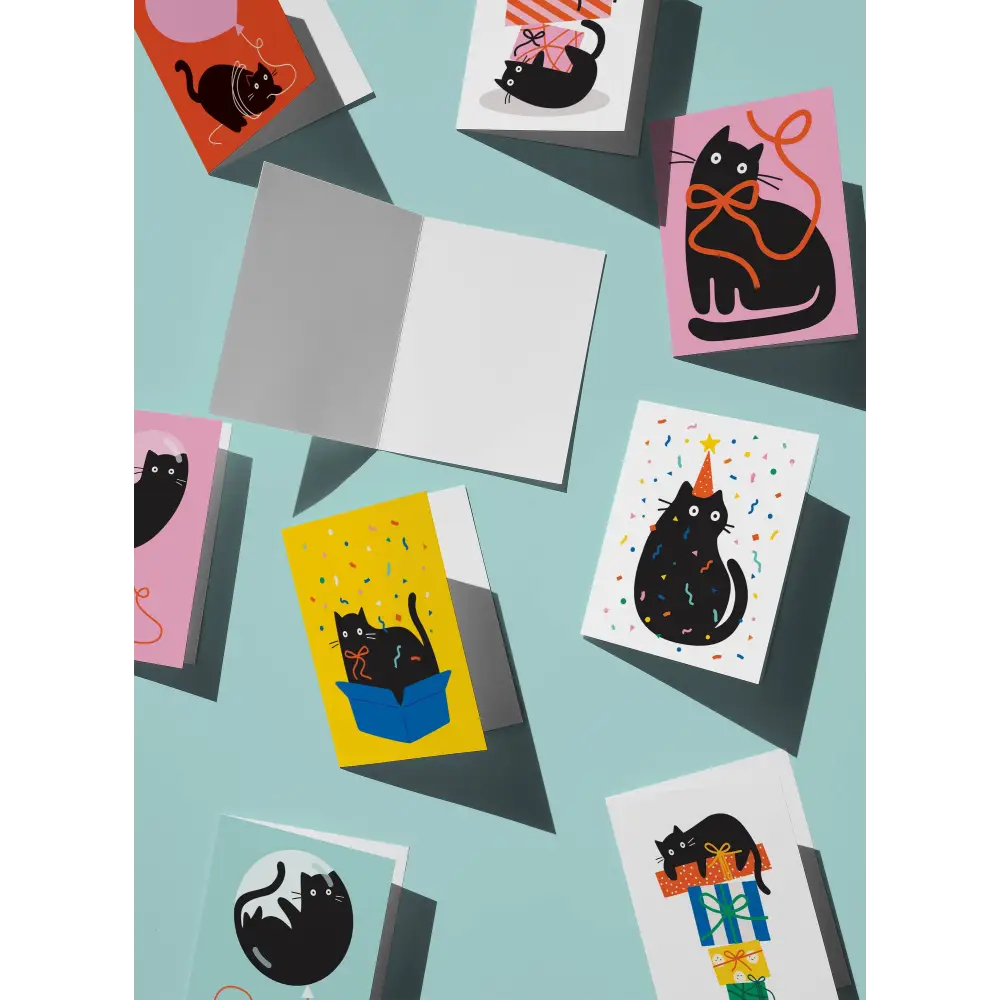 Graphic Factory - Ribbon Cat - Greeting card Standard cello