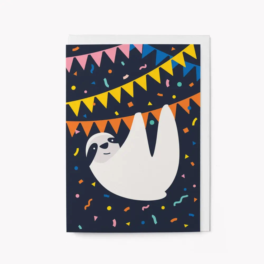 Graphic Factory - The Party Sloth - Birthday Card Biodegradable cello