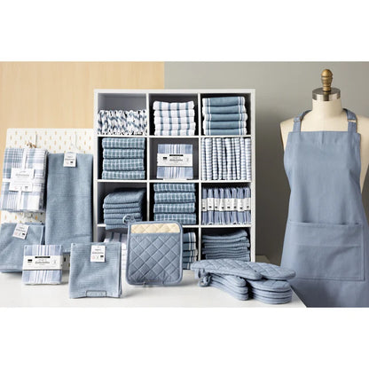 Slate Blue Jumbo dishtowels styled draped over an oven handle – PABOOM