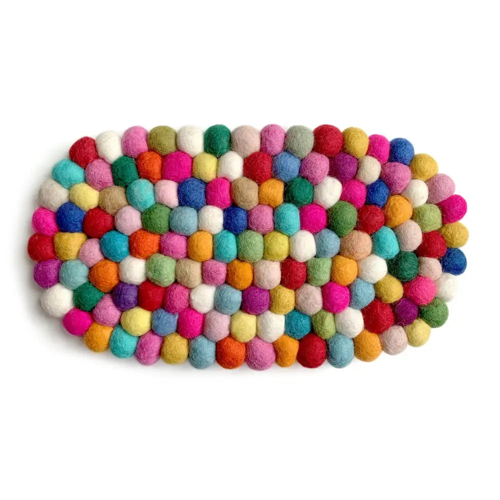 Colourful Oval Wool Felted Ball Trivet - PABOOM
