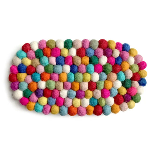 Colourful Oval Wool Felted Ball Trivet - PABOOM