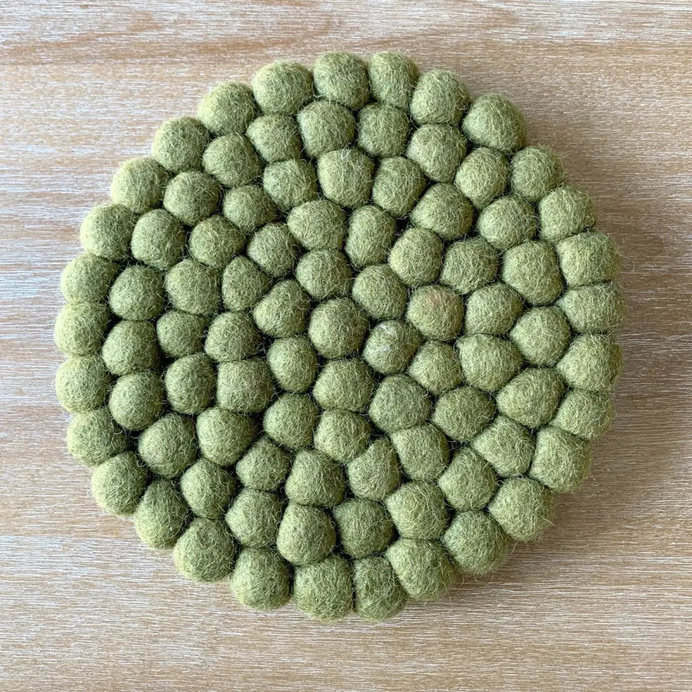 Felted Ball Trivet Olive - PABOOM