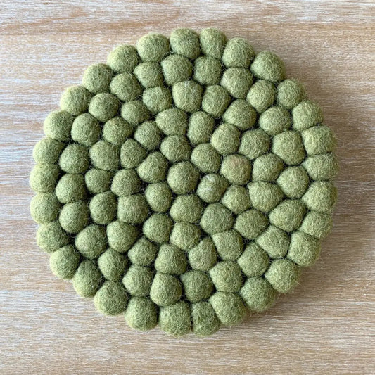 Felted Ball Trivet Olive - PABOOM
