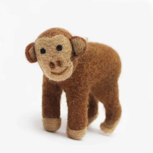 Hamro Village - Felted Wool Ornament Chimpanzee