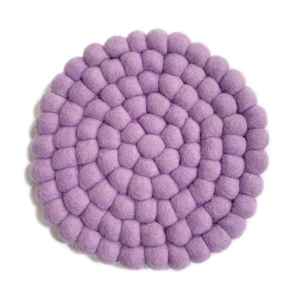 Mauve Wool Felted Ball Trivet - PABOOM