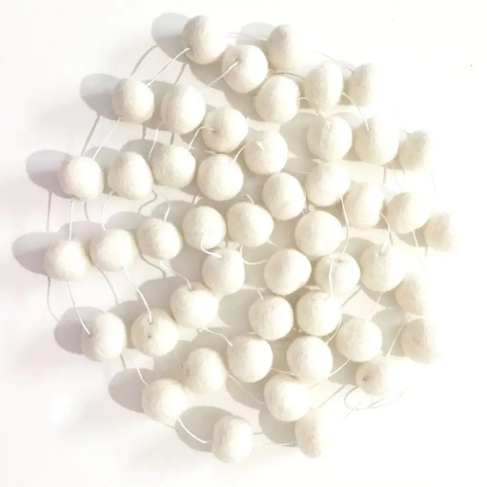 White Felted Ball Garland - PABOOM