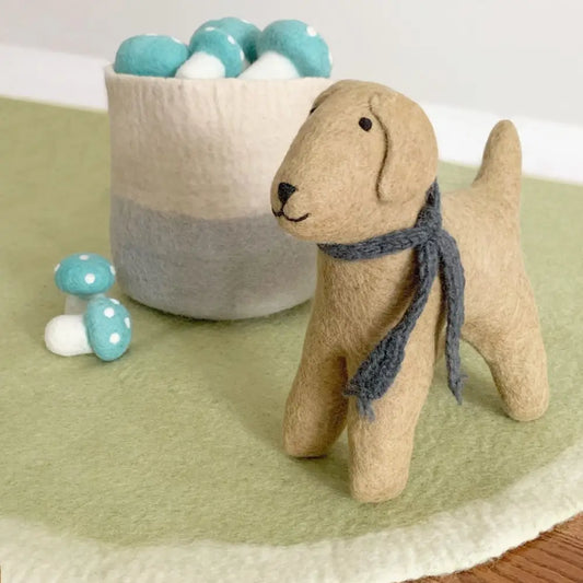 Wool Felted Lab With Grey Scarf - PABOOM