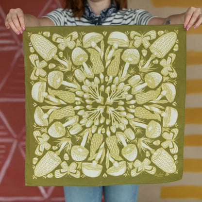 Mushrooms Bandana - 34 X 34"