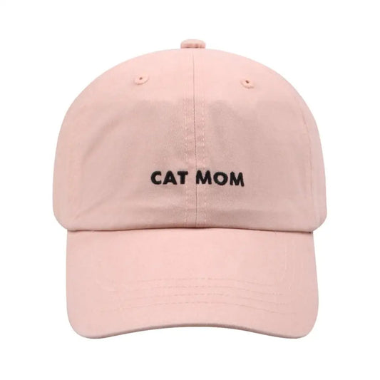 Cat Mom Embroidered Baseball Cap - Pink