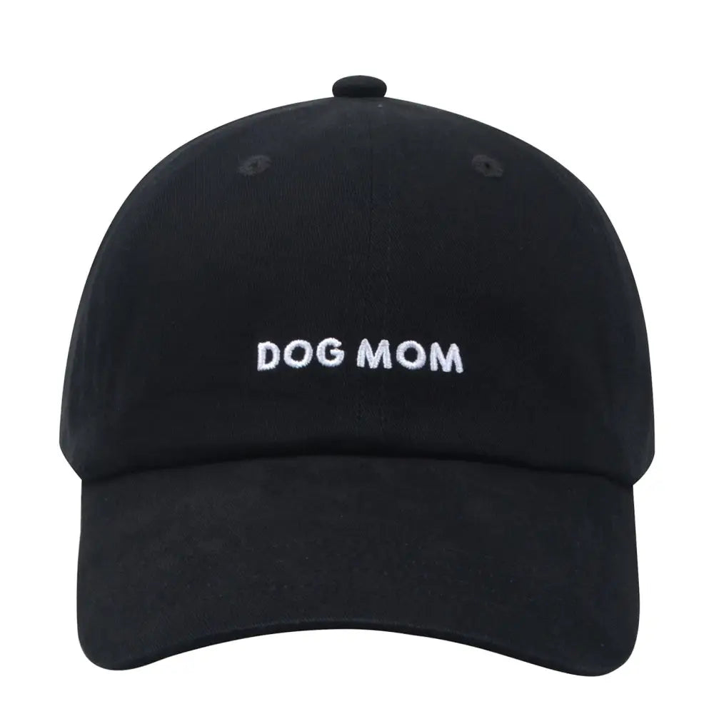 Dog Mom Embroidered Baseball Cap - Black