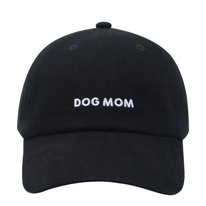 Dog Mom Embroidered Baseball Cap - Black