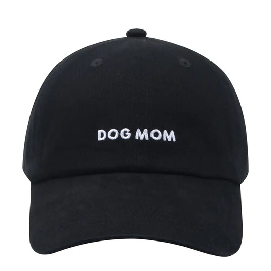 Dog Mom Embroidered Baseball Cap - Black