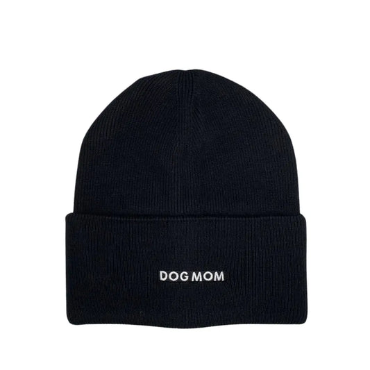 Dog Mom Embroidery Beanie Toque - Black