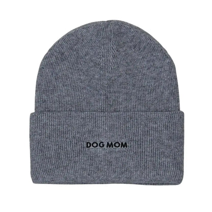 Dog Mom Embroidery Beanie Toque - Grey