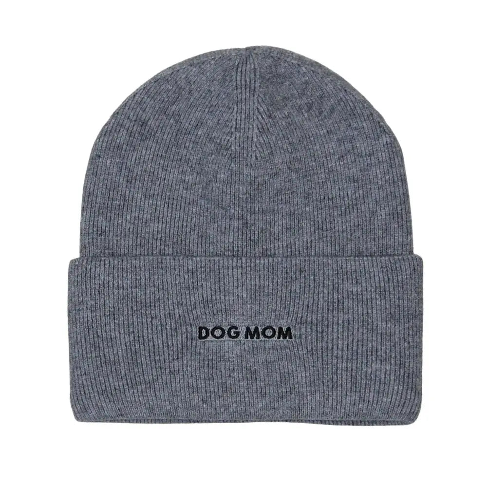 Dog Mom Embroidery Beanie Toque - Black