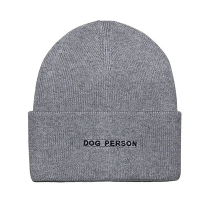 Dog Person Embroidered Beanie - Grey
