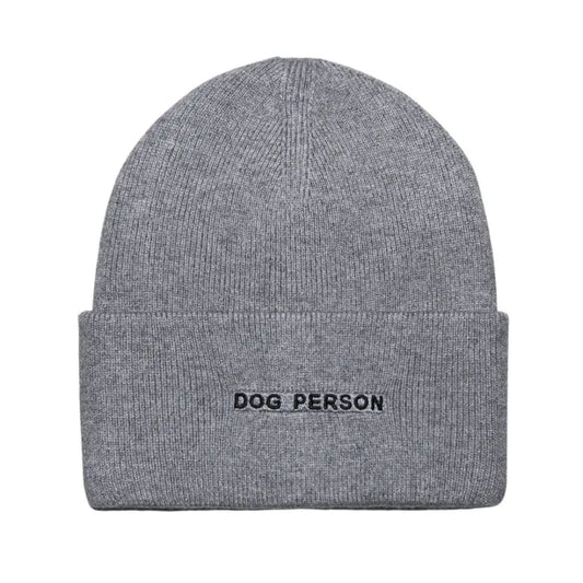Dog Person Embroidered Beanie - Grey