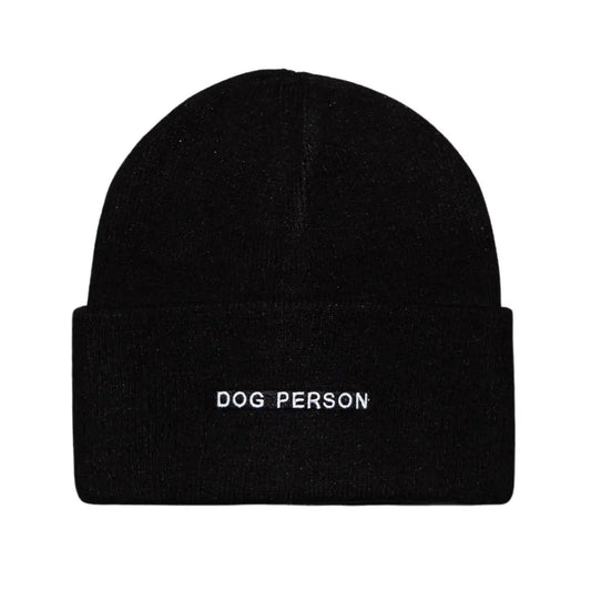 Dog Person Embroidered Beanie - Black