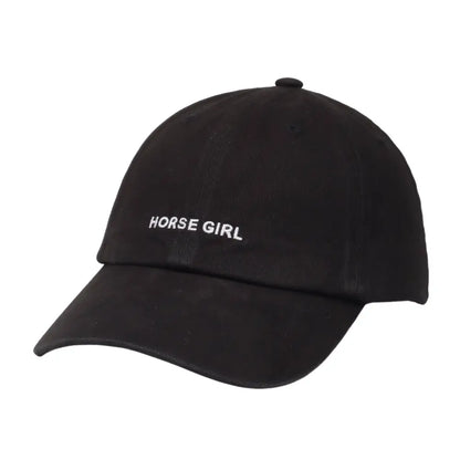 Black cap with 'HORSE GIRL' text on a white background - PABOOM