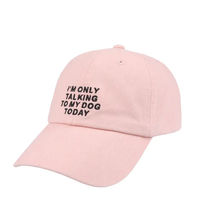HATPHILE - I’m Only Talking to My Dog Today Baseball Cap – Adjustable Cotton Hat for Lovers Black or Pink