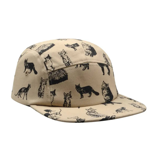 Kitten Kitty Cat Cotton 5 Panel Hat - Black Cat Khaki Cap