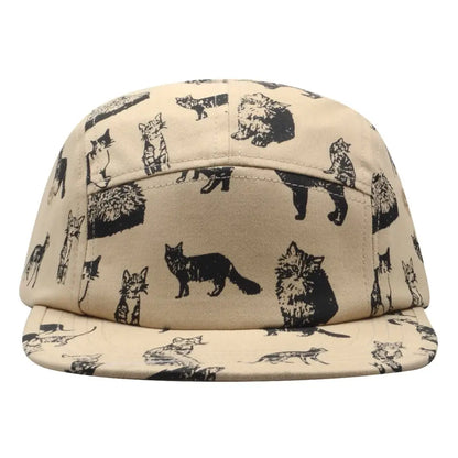 Kitten Kitty Cat Cotton 5 Panel Hat - Black Cat Khaki Cap
