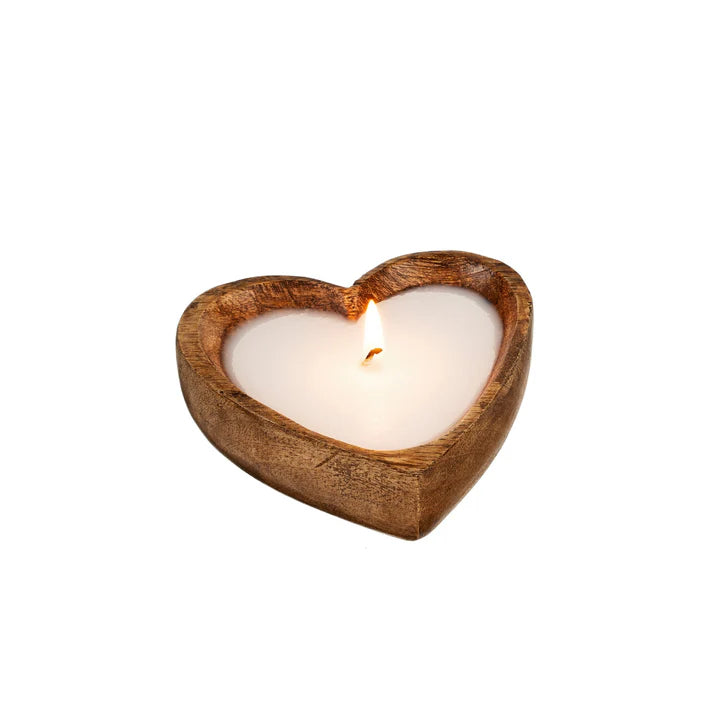 Wooden Heart Candle Eucalyptus & Amber