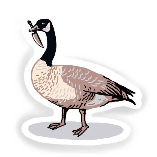 Hissing Mink - Canada Goose Sticker - cartoon goose knife beak