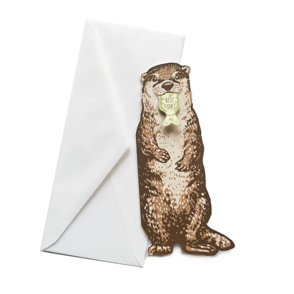 Hissing Mink - Cutout Otter Best Fishes Card - otter-shaped card best fishes charm