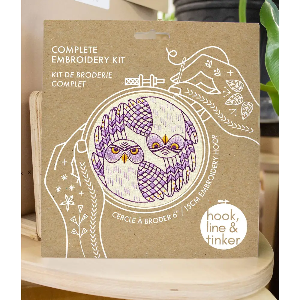 Hook Line & Tinker Embroidery Kits - Burrowing Owls Complete Kit - complete embroidery kit