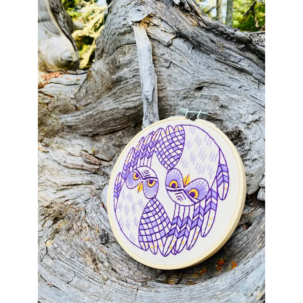 Hook Line & Tinker Embroidery Kits - Burrowing Owls Complete Kit - embroidered owl hoop art