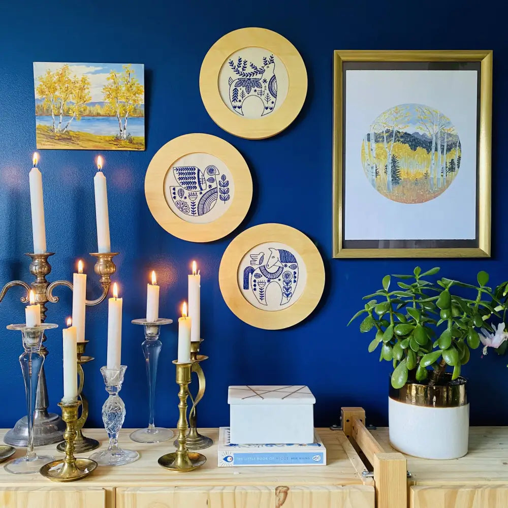 Hook Line & Tinker Embroidery Kits - Hygge Horse Complete Kit - eclectic wall art candle display