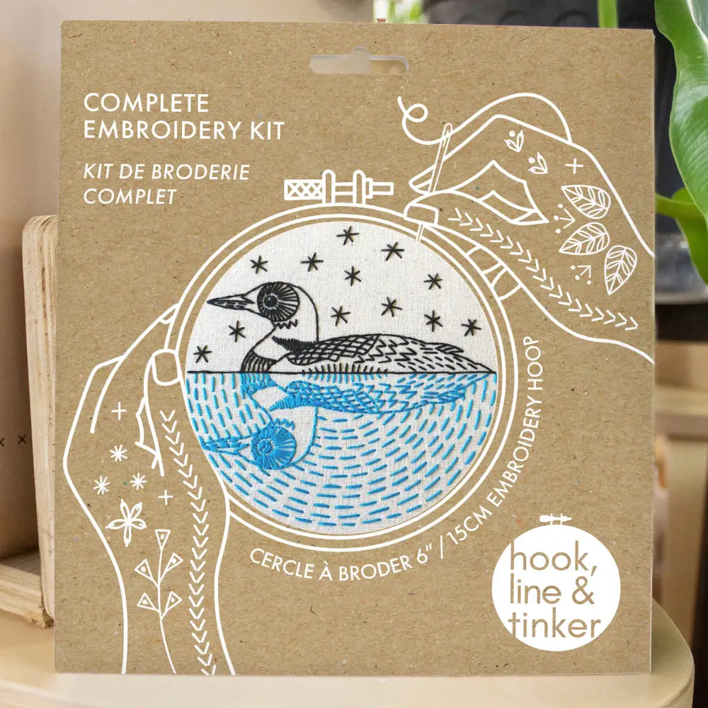 Hook Line & Tinker Embroidery Kits - Loon Complete Kit - embroidery kit loon design
