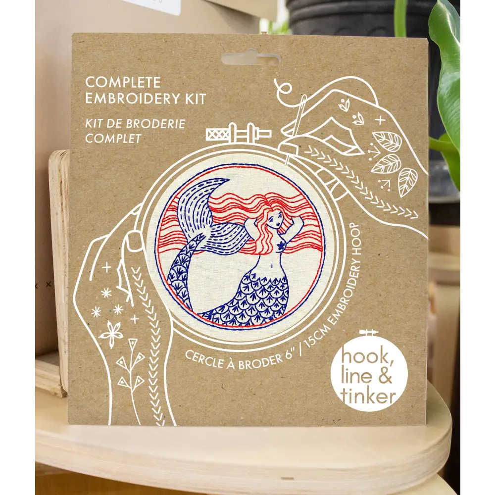 Hook Line & Tinker Embroidery Kits - Mermaid Complete Kit - mermaid embroidery kit