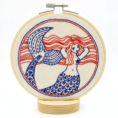 Hook Line & Tinker Embroidery Kits - Mermaid Complete Kit - embroidered mermaid hoop art