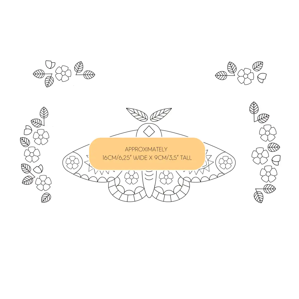 Hook Line & Tinker Embroidery Kits - Mystic Desert Stick and Stitch Bundle - line art moth floral accents