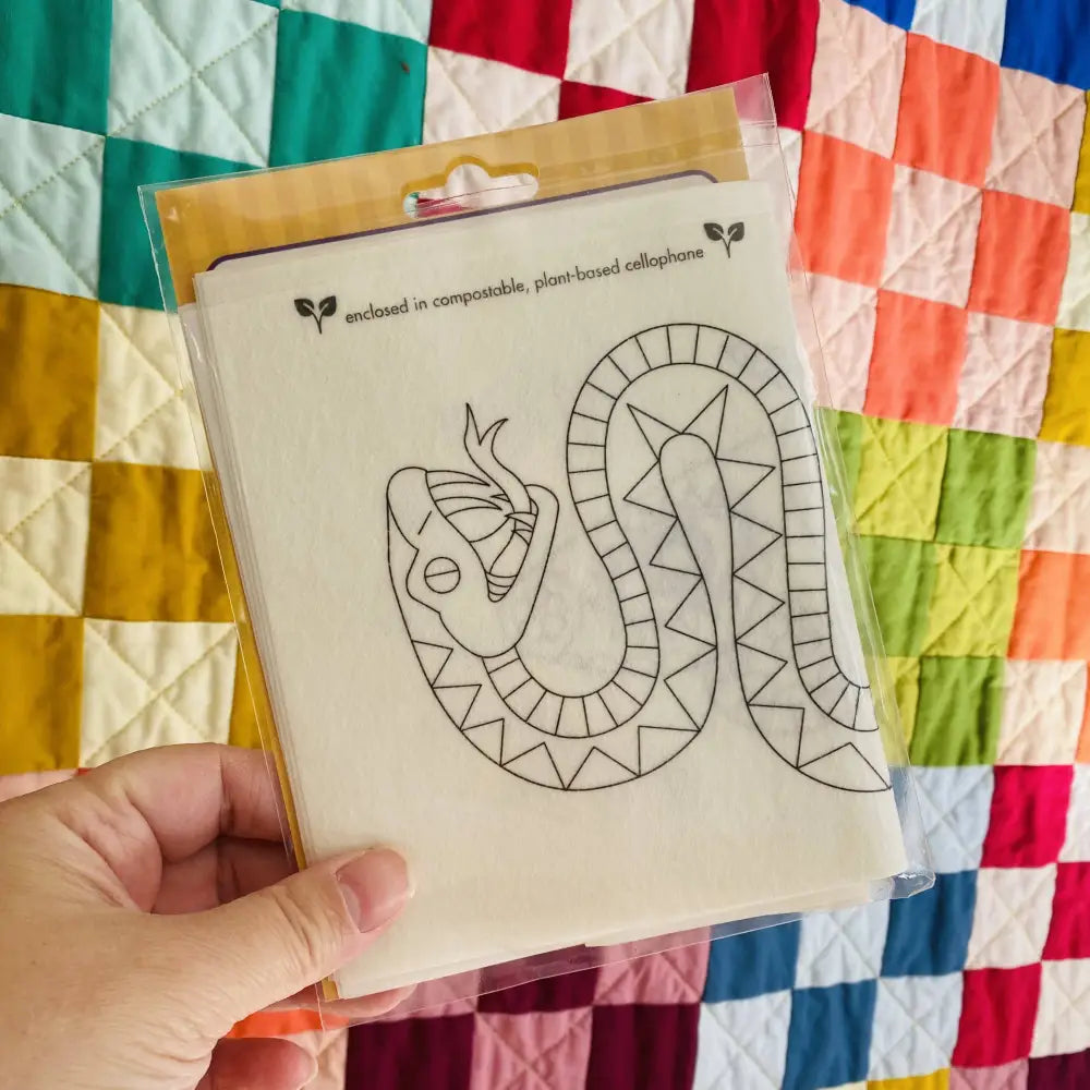 Hook Line & Tinker Embroidery Kits - Mystic Desert Stick and Stitch Bundle - snake design compostable packaging