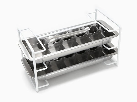 Ice cube tray stand holding stainless steel ice cube trays - PABOOM