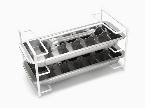 Onyx stainless steel ice cube tray with cube separator removed - PABOOM