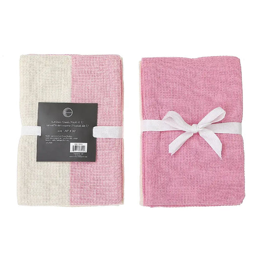 IH Casa Decor - 3 Pack Dual Waffle Kitchen Towel Set Blush Pink