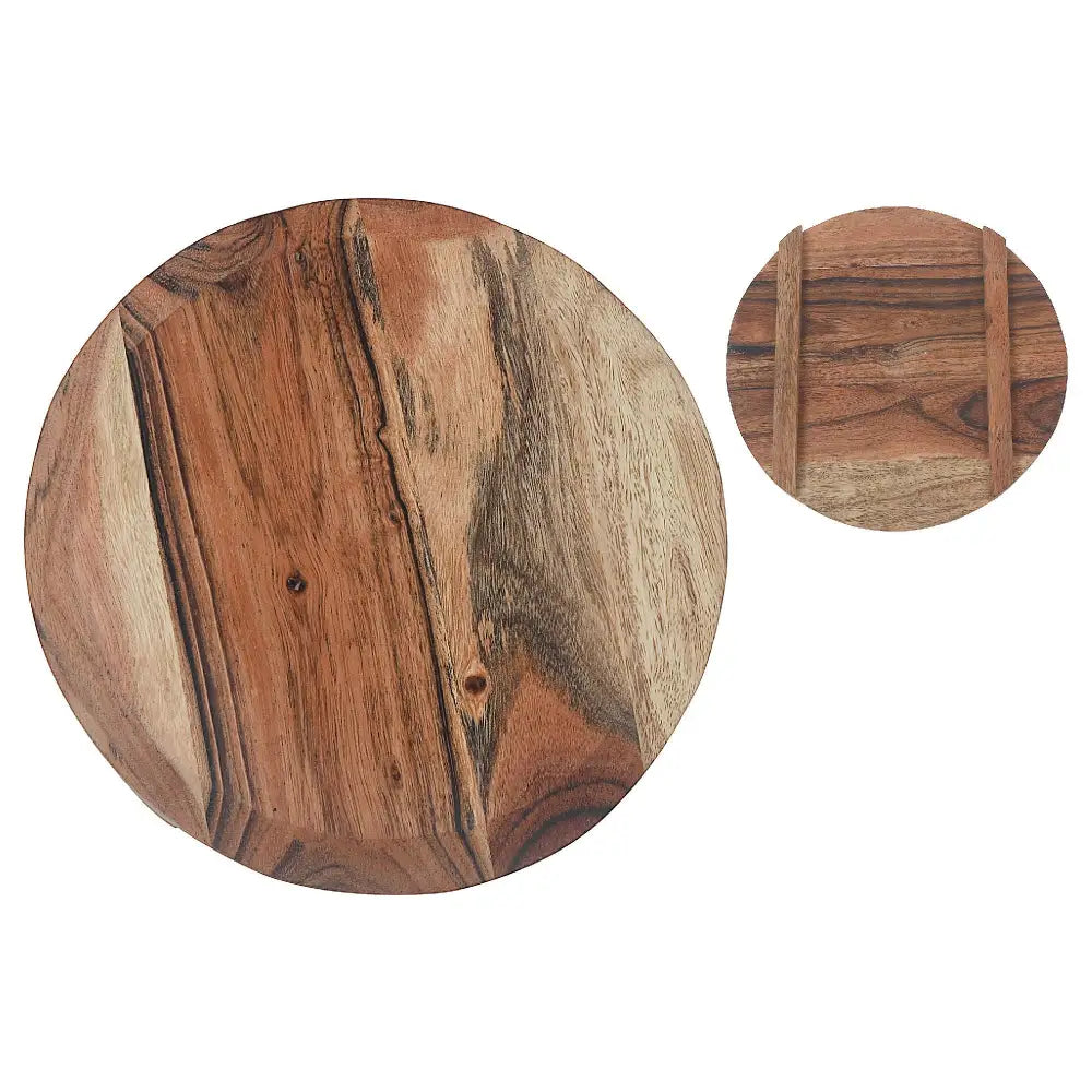 IH Casa Decor - Acacia Oiled Wooden Round Beveled Edge Table Riser Brown