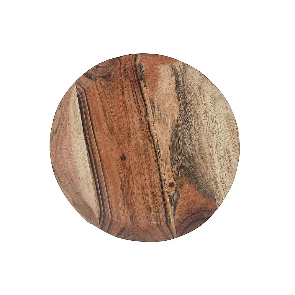 IH Casa Decor - Acacia Oiled Wooden Round Beveled Edge Table Riser Brown